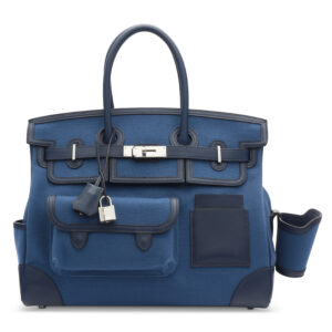 A LIMITED EDITION BLEU ÉGÉE GOËLAND TOILE & SWIFT LEATHER CARGO BIRKIN 35 WITH PALLADIUM HARDWARE (5)