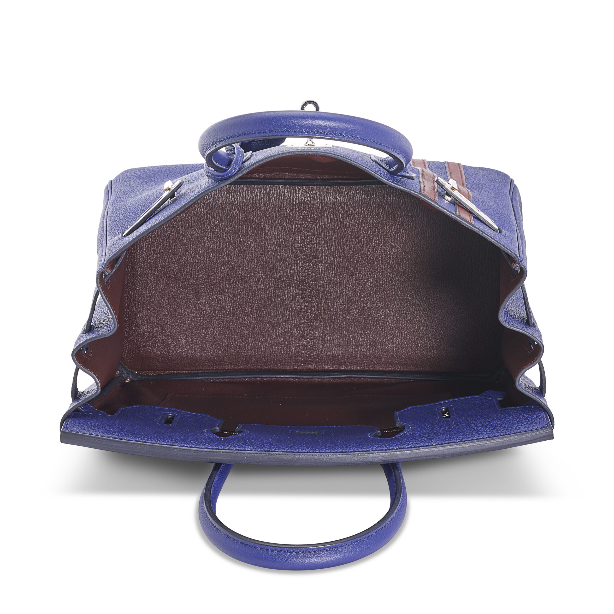 A LIMITED EDITION BLEU ENCRE & BORDEAUX TOGO LEATHER OFFICIER BIRKIN 30 WITH PALLADIUM HARDWARE 4 A LIMITED EDITION BLEU ENCRE & BORDEAUX TOGO LEATHER OFFICIER BIRKIN 30 WITH PALLADIUM HARDWARE - Image 4