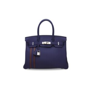 A LIMITED EDITION BLEU ENCRE & BORDEAUX TOGO LEATHER OFFICIER BIRKIN 30 WITH PALLADIUM HARDWARE
