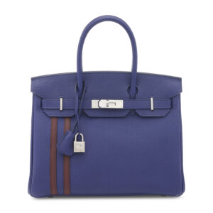 A LIMITED EDITION BLEU ENCRE & BORDEAUX TOGO LEATHER OFFICIER BIRKIN 30 WITH PALLADIUM HARDWARE
