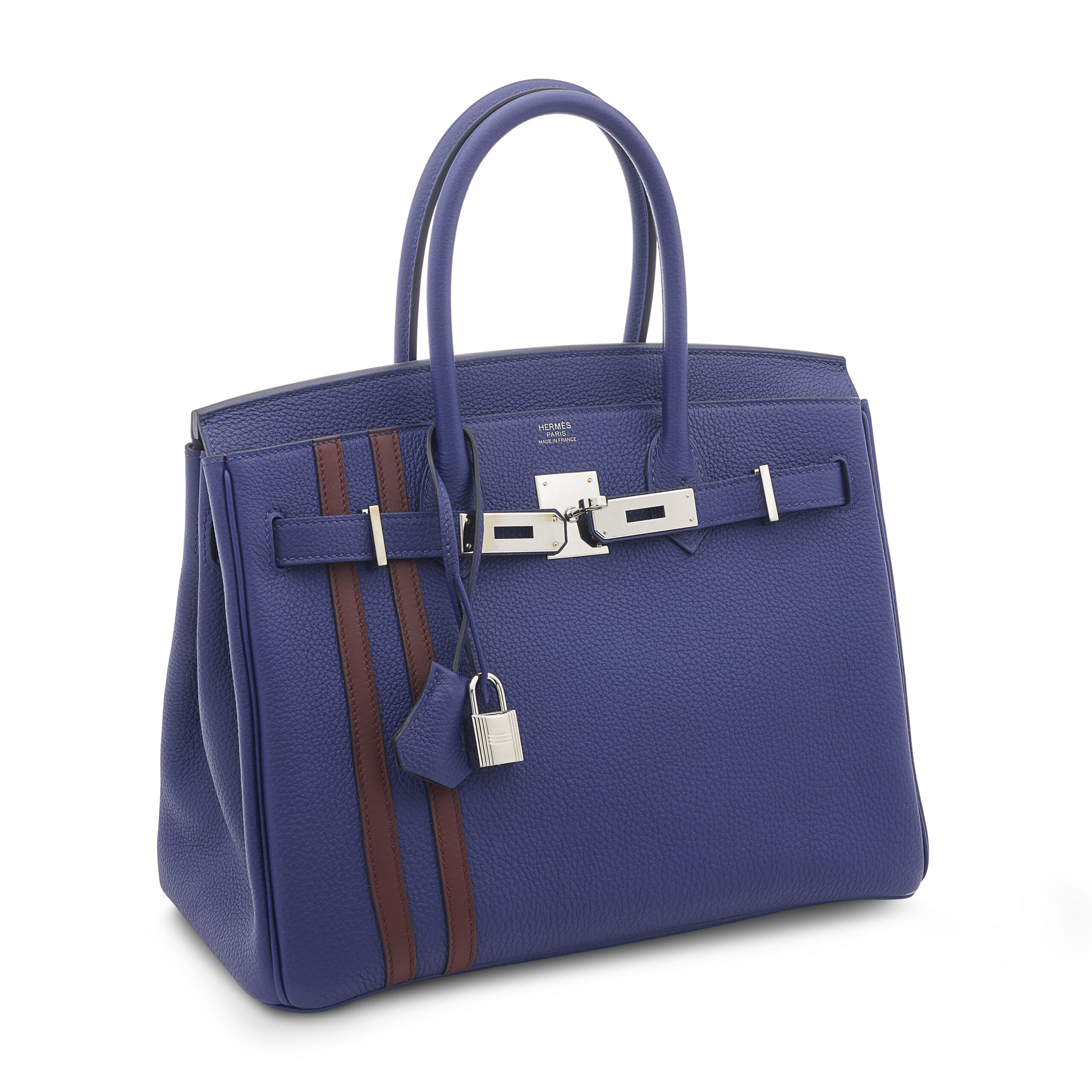 A LIMITED EDITION BLEU ENCRE & BORDEAUX TOGO LEATHER OFFICIER BIRKIN 30 WITH PALLADIUM HARDWARE 5 A LIMITED EDITION BLEU ENCRE & BORDEAUX TOGO LEATHER OFFICIER BIRKIN 30 WITH PALLADIUM HARDWARE - Image 5