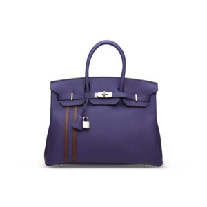 A LIMITED EDITION BLEU ENCRE & BORDEAUX TOGO LEATHER OFFICIER BIRKIN 35 WITH PALLADIUM HARDWARE