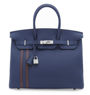 A LIMITED EDITION BLEU ENCRE & BORDEAUX TOGO LEATHER OFFICIER BIRKIN 35 WITH PALLADIUM HARDWARE