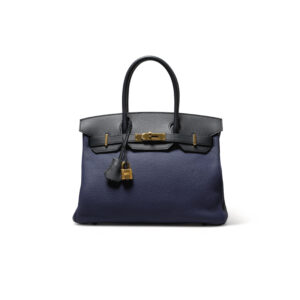A LIMITED EDITION BLEU ENCRE CLÉMENCE & BLEU OBSCUR SOMBRERO LEATHER BIRKIN 30 WITH GOLD HARDWARE