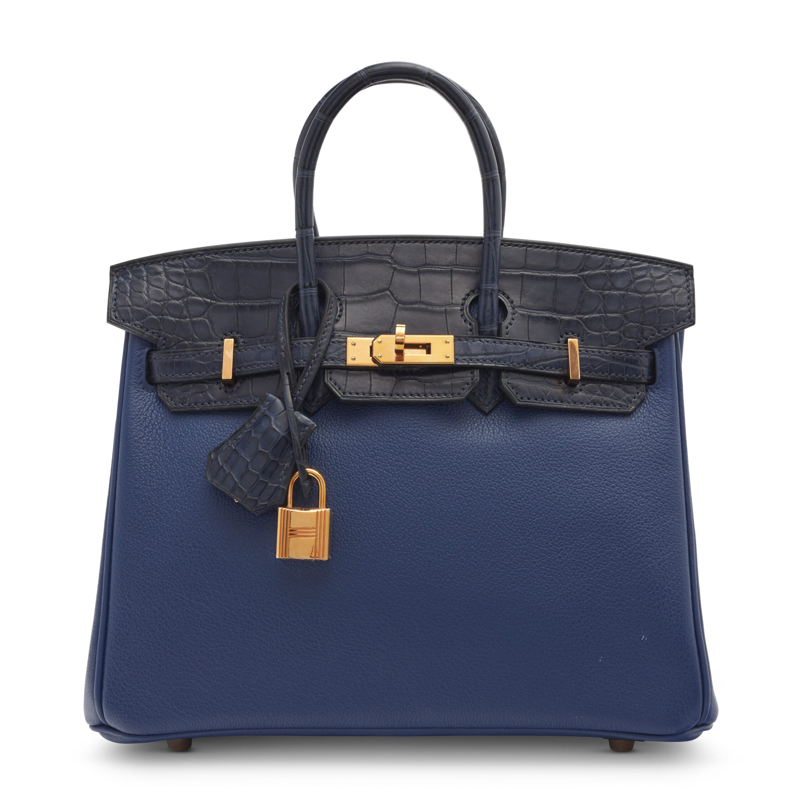 A LIMITED EDITION BLEU ENCRE MATTE ALLIGATOR & NOVILLO LEATHER TOUCH BIRKIN 25 WITH GOLD HARDWARE 3 A LIMITED EDITION BLEU ENCRE MATTE ALLIGATOR & NOVILLO LEATHER TOUCH BIRKIN 25 WITH GOLD HARDWARE - Image 3