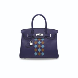 A LIMITED EDITION BLEU ENCRE SWIFT, BLEU DU NORD & GOLD EPSOM LEATHER TRESSAGE BIRKIN 30 WITH PALLADIUM HARDWARE