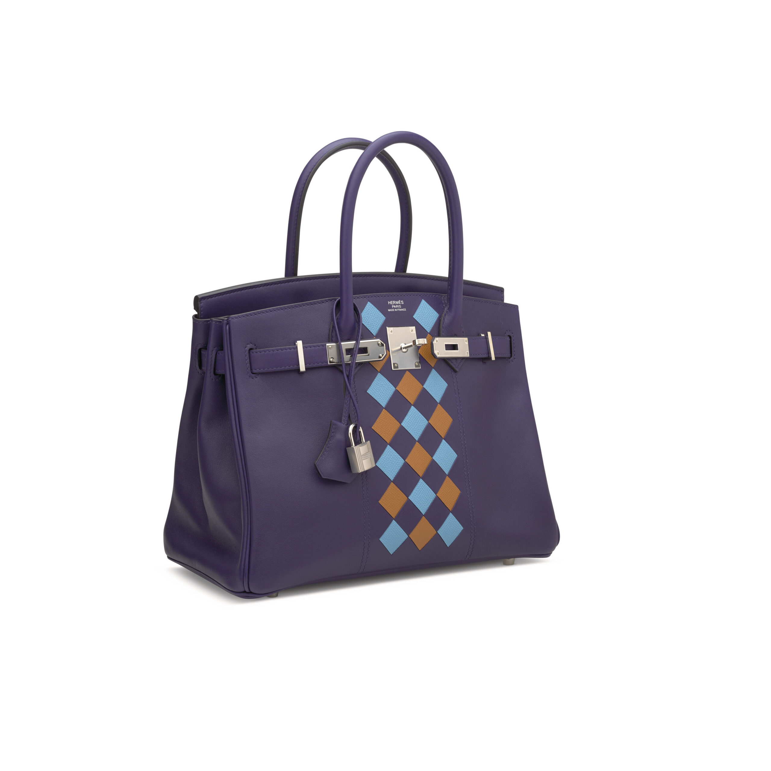 A LIMITED EDITION BLEU ENCRE SWIFT, BLEU DU NORD & GOLD EPSOM LEATHER TRESSAGE BIRKIN 30 WITH PALLADIUM HARDWARE 2 A LIMITED EDITION BLEU ENCRE SWIFT, BLEU DU NORD & GOLD EPSOM LEATHER TRESSAGE BIRKIN 30 WITH PALLADIUM HARDWARE - Image 2