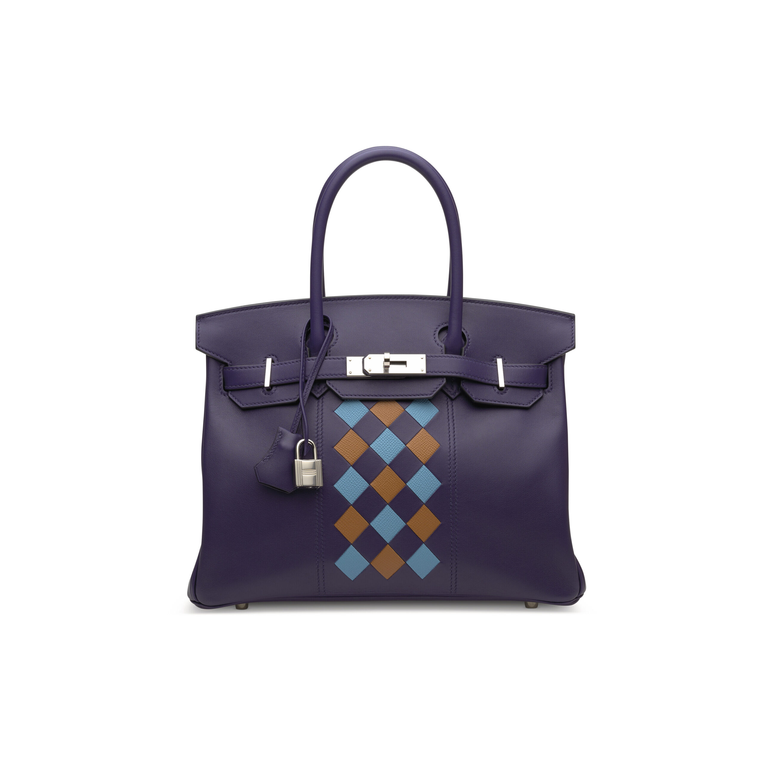 A LIMITED EDITION BLEU ENCRE SWIFT, BLEU DU NORD & GOLD EPSOM LEATHER TRESSAGE BIRKIN 30 WITH PALLADIUM HARDWARE 3 A LIMITED EDITION BLEU ENCRE SWIFT, BLEU DU NORD & GOLD EPSOM LEATHER TRESSAGE BIRKIN 30 WITH PALLADIUM HARDWARE - Image 3