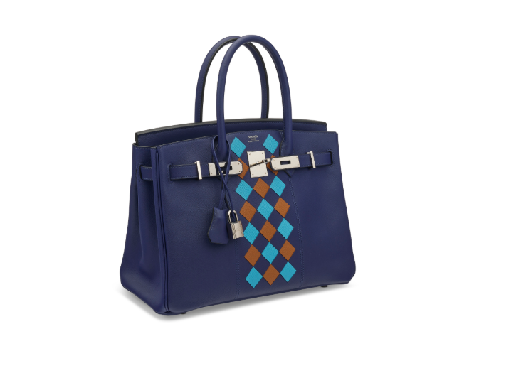 A LIMITED EDITION BLEU ENCRE SWIFT, BLEU DU NORD & GOLD EPSOM LEATHER TRESSAGE BIRKIN 30 WITH PALLADIUM HARDWARE 2 A LIMITED EDITION BLEU ENCRE SWIFT, BLEU DU NORD & GOLD EPSOM LEATHER TRESSAGE BIRKIN 30 WITH PALLADIUM HARDWARE - Image 2