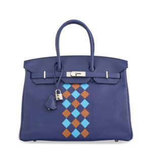 A LIMITED EDITION BLEU ENCRE SWIFT, BLEU DU NORD & GOLD EPSOM LEATHER TRESSAGE BIRKIN 35 WITH PALLADIUM HARDWARE