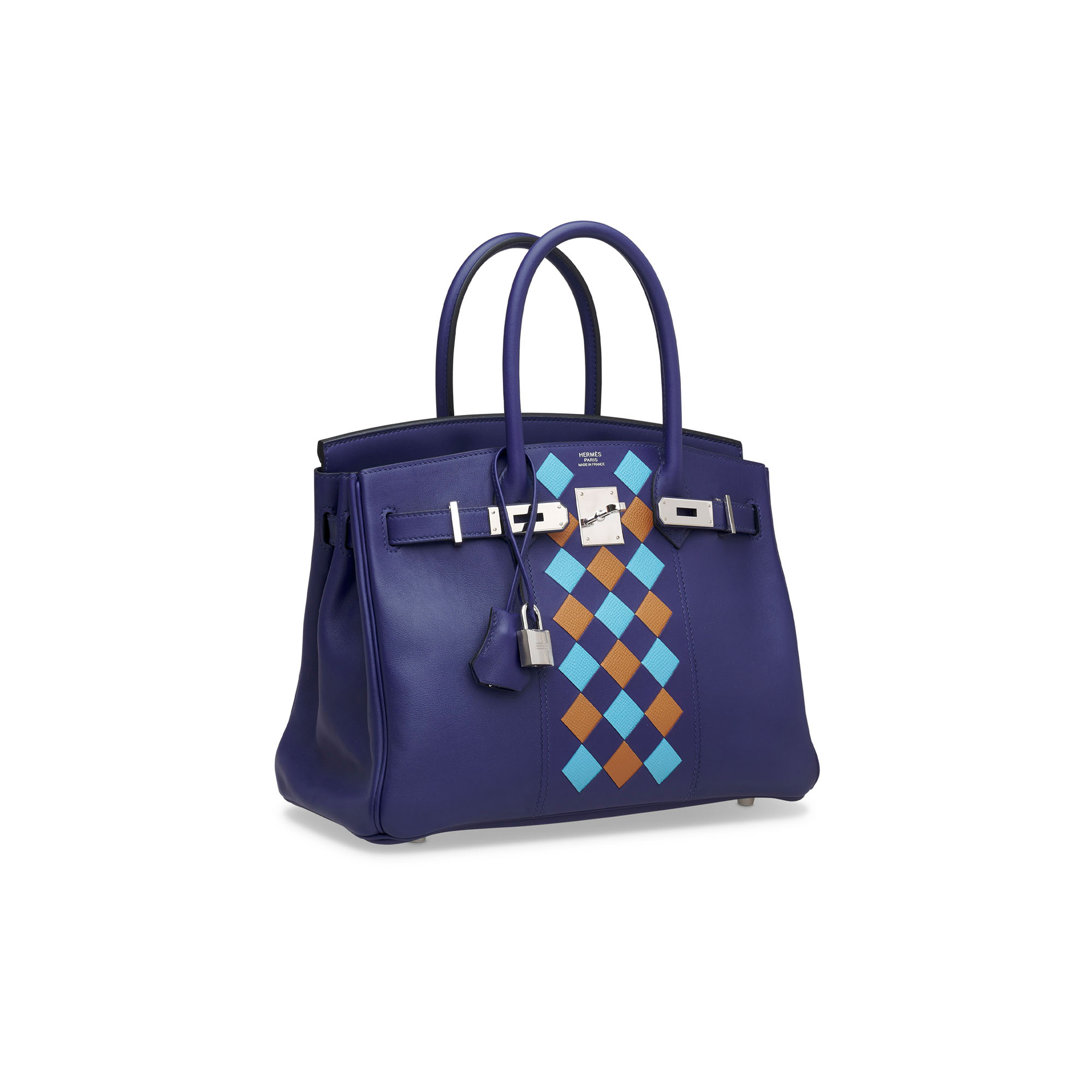 A LIMITED EDITION BLEU ENCRE SWIFT LEATHER, BLEU DU NORD & GOLD EPSOM LEATHER TRESSAGE BIRKIN 30 WITH PALLADIUM HARDWARE 3 A LIMITED EDITION BLEU ENCRE SWIFT LEATHER, BLEU DU NORD & GOLD EPSOM LEATHER TRESSAGE BIRKIN 30 WITH PALLADIUM HARDWARE - Image 3