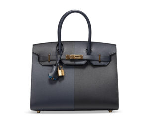A LIMITED EDITION BLEU INDIGO, BLACK & BLEU FRIDA EPSOM LEATHER CASAQUE SELLIER BIRKIN 30 WITH GOLD HARDWARE
