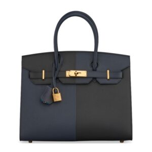 A LIMITED EDITION BLEU INDIGO, BLACK & BLEU FRIDA EPSOM LEATHER SELLIER CASAQUE BIRKIN 30 WITH GOLD HARDWARE (1)