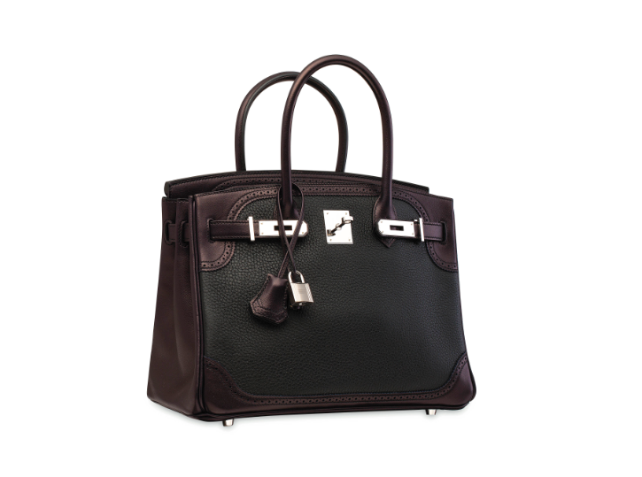 A LIMITED EDITION BLEU INDIGO CLÉMENCE & BLACK EVERGRAIN LEATHER GHILLIES BIRKIN 30 WITH PALLADIUM HARDWARE 2 A LIMITED EDITION BLEU INDIGO CLÉMENCE & BLACK EVERGRAIN LEATHER GHILLIES BIRKIN 30 WITH PALLADIUM HARDWARE - Image 2