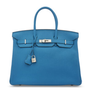 A LIMITED EDITION BLEU IZMIR & MALACHITE TOGO LEATHER VERSO BIRKIN 35 WITH PALLADIUM HARDWARE