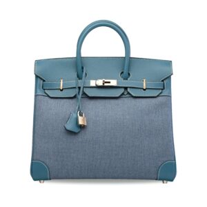 A LIMITED EDITION BLEU JEAN CALF BOX LEATHER & DENIM HAC BIRKIN 32 WITH PALLADIUM HARDWARE