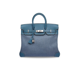 A LIMITED EDITION BLEU JEAN GULLIVER LEATHER & DENIM HAC BIRKIN 32 WITH PALLADIUM HARDWARE