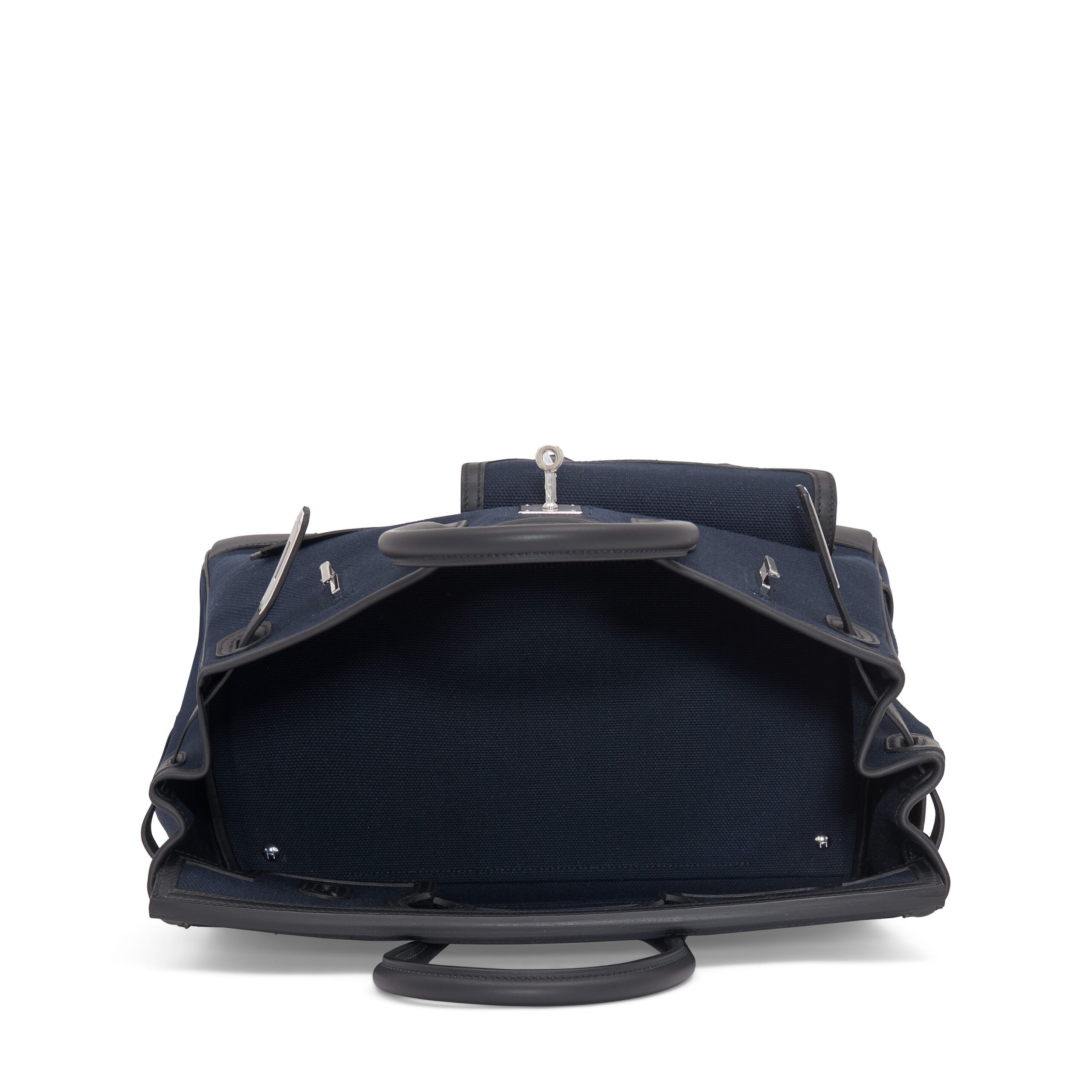 A LIMITED EDITION BLEU MARINE CANVAS & BLACK SWIFT LEATHER CARGO BIRKIN 35 WITH PALLADIUM HARDWARE 6 A LIMITED EDITION BLEU MARINE CANVAS & BLACK SWIFT LEATHER CARGO BIRKIN 35 WITH PALLADIUM HARDWARE - Image 6