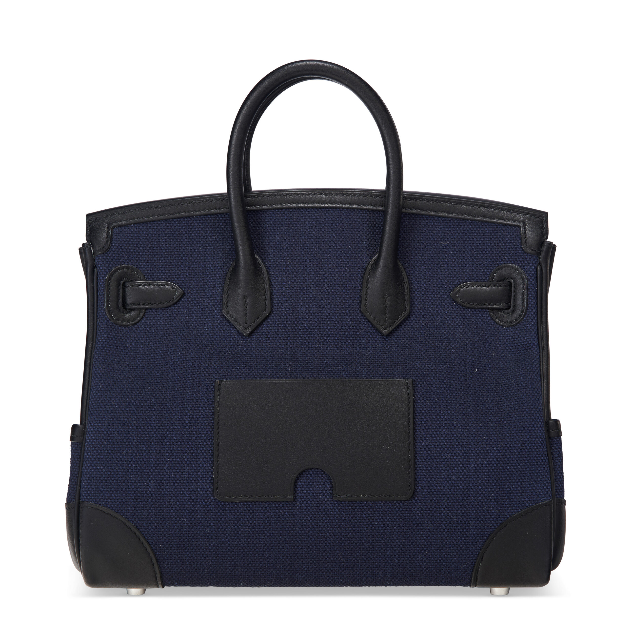 A LIMITED EDITION BLEU MARINE TOILE GOELAND CANVAS & BLACK SWIFT LEATHER CARGO BIRKIN 25 WITH PALLADIUM HARDWARE 2 A LIMITED EDITION BLEU MARINE TOILE GOELAND CANVAS & BLACK SWIFT LEATHER CARGO BIRKIN 25 WITH PALLADIUM HARDWARE - Image 2