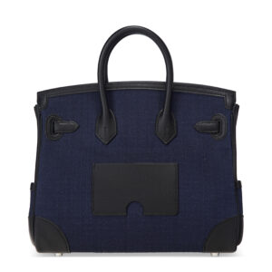 A LIMITED EDITION BLEU MARINE TOILE GOELAND CANVAS & BLACK SWIFT LEATHER CARGO BIRKIN 25 WITH PALLADIUM HARDWARE (1)