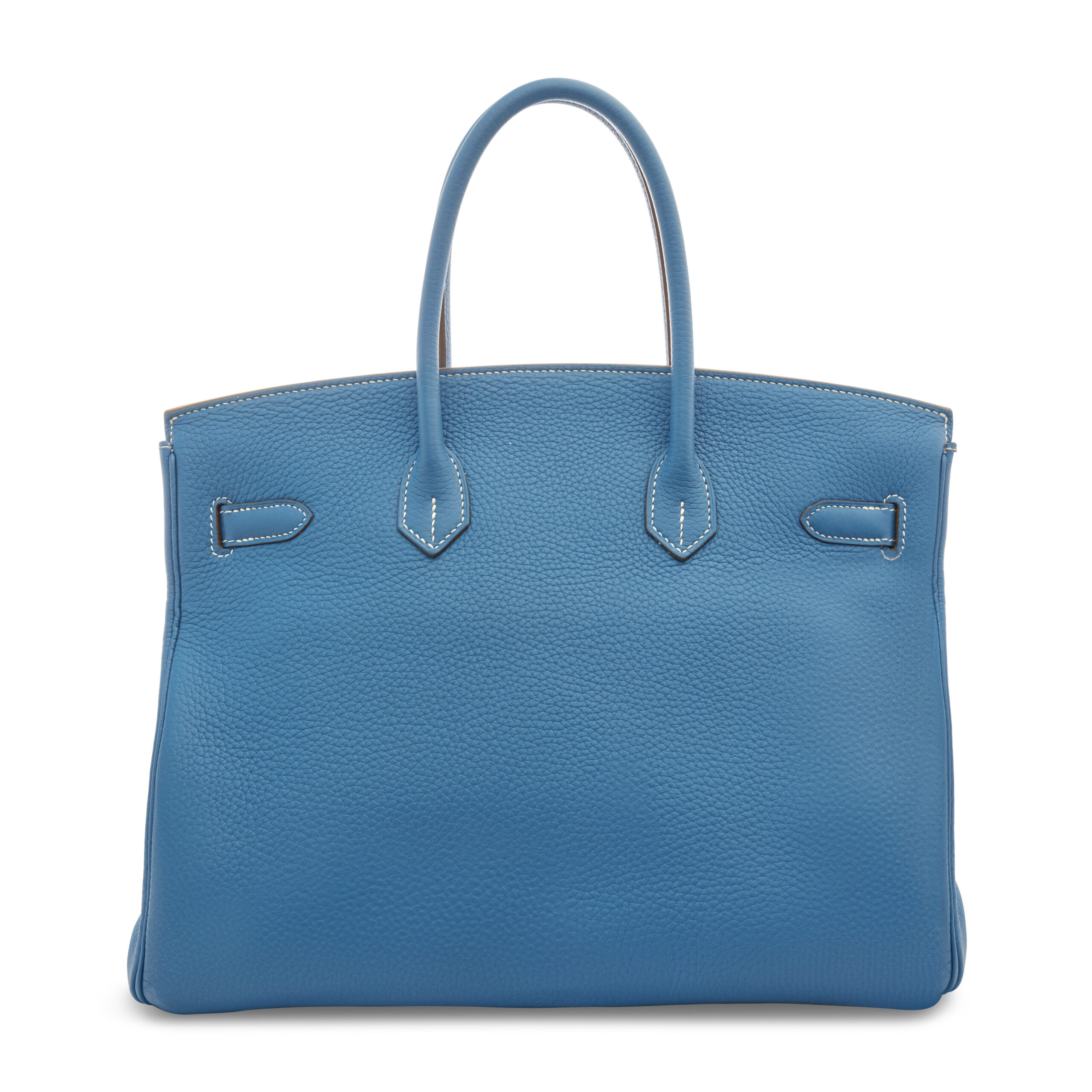 A LIMITED EDITION BLEU MYKONOS & WHITE CLÉMENCE LEATHER ÉCLAT BIRKIN 35 WITH PALLADIUM HARDWARE 3 A LIMITED EDITION BLEU MYKONOS & WHITE CLÉMENCE LEATHER ÉCLAT BIRKIN 35 WITH PALLADIUM HARDWARE - Image 3
