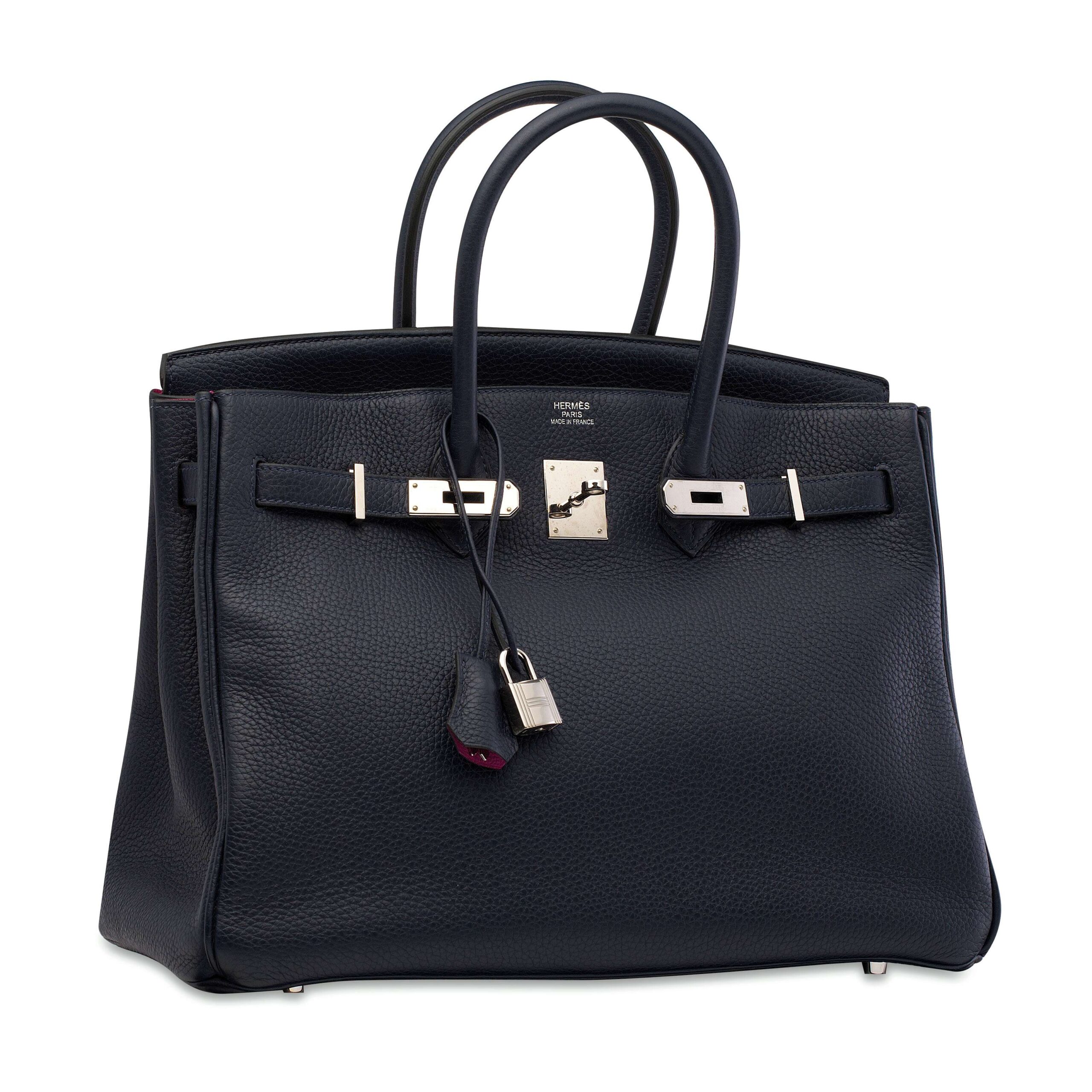 A LIMITED EDITION BLEU NUIT CLÉMENCE LEATHER & ROSE POURPRE VERSO BIRKIN 35 WITH PALLADIUM HARDWARE 2 A LIMITED EDITION BLEU NUIT CLÉMENCE LEATHER & ROSE POURPRE VERSO BIRKIN 35 WITH PALLADIUM HARDWARE - Image 2