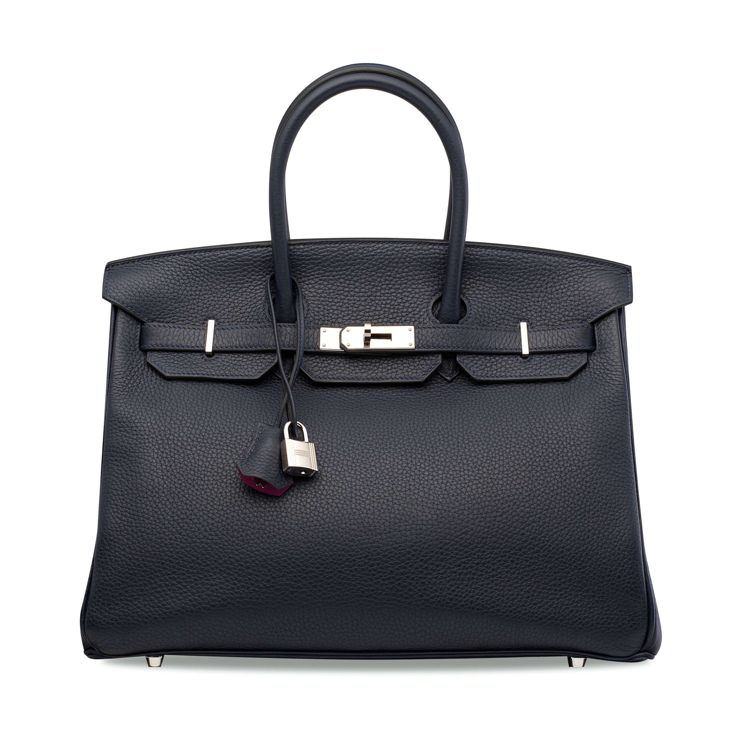 A LIMITED EDITION BLEU NUIT CLÉMENCE LEATHER & ROSE POURPRE VERSO BIRKIN 35 WITH PALLADIUM HARDWARE 5 A LIMITED EDITION BLEU NUIT CLÉMENCE LEATHER & ROSE POURPRE VERSO BIRKIN 35 WITH PALLADIUM HARDWARE - Image 5