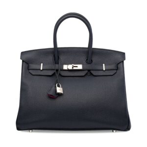 A LIMITED EDITION BLEU NUIT CLÉMENCE LEATHER & ROSE POURPRE VERSO BIRKIN 35 WITH PALLADIUM HARDWARE