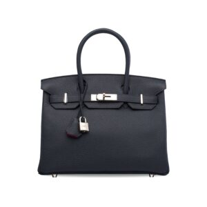 A LIMITED EDITION BLEU NUIT & ROSE POURPRE CLÉMENCE LEATHER VERSO BIRKIN 30 WITH PALLADIUM HARDWARE