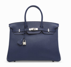 A LIMITED EDITION BLEU SAPHIR NOVILLO LEATHER & CANVAS INTERIOR BIRKIN 35 WITH PALLADIUM HARDWARE