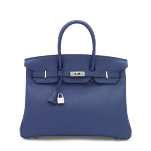 A LIMITED EDITION BLEU SAPHIR NOVILLO LEATHER & TOILE H SEA SURF & FUN BIRKIN 35 WITH PALLADIUM HARDWARE
