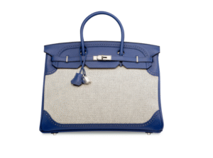 A LIMITED EDITION BLEU SAPHIR & TOILE GHILLIES BIRKIN 40 WITH PALLADIUM HARDWARE