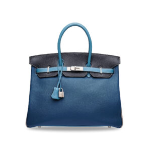 A LIMITED EDITION BLEU THALASSA, BLACK, BLEU JEAN & ARGILE EVERCOLOR LEATHER BIRKIN 35 WITH BRUSHED PALLADIUM HARDWARE