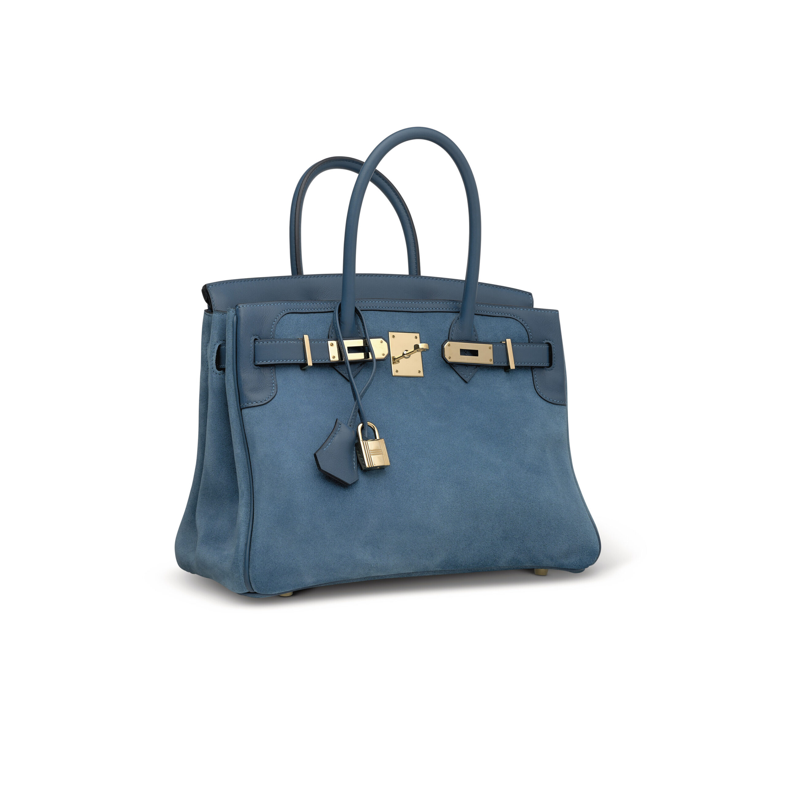A LIMITED EDITION BLEU THALASSA SWIFT LEATHER & VEAU DOBLIS GRIZZLY BIRKIN 30 WITH PALLADIUM HARDWARE 5 A LIMITED EDITION BLEU THALASSA SWIFT LEATHER & VEAU DOBLIS GRIZZLY BIRKIN 30 WITH PALLADIUM HARDWARE - Image 5