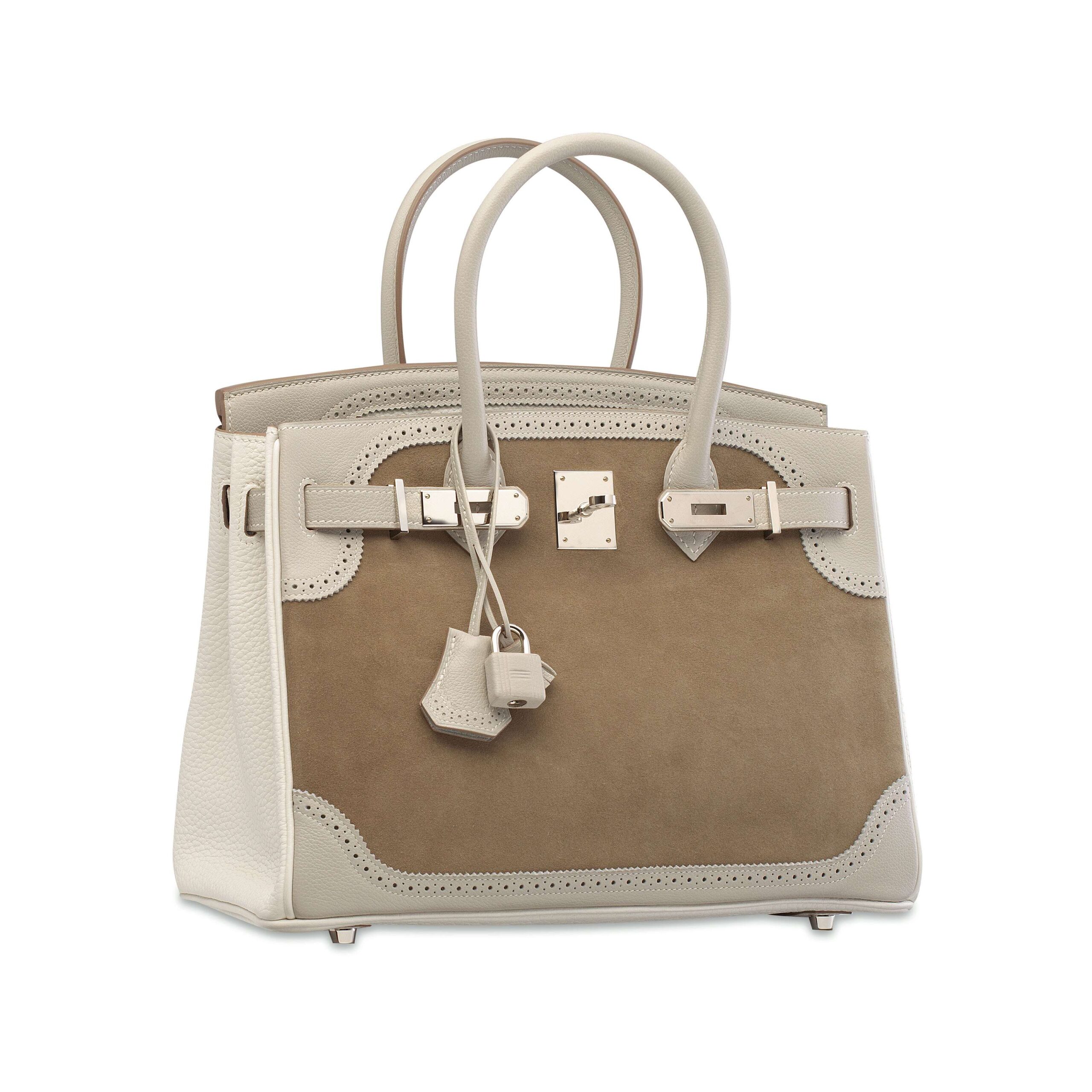 A LIMITED EDITION CAILLOU, GRIS PERLE & WHITE VEAU DOBLIS GRIZZLY GHILLIES BIRKIN 30 WITH PALLADIUM HARDWARE 3 A LIMITED EDITION CAILLOU, GRIS PERLE & WHITE VEAU DOBLIS GRIZZLY GHILLIES BIRKIN 30 WITH PALLADIUM HARDWARE - Image 3