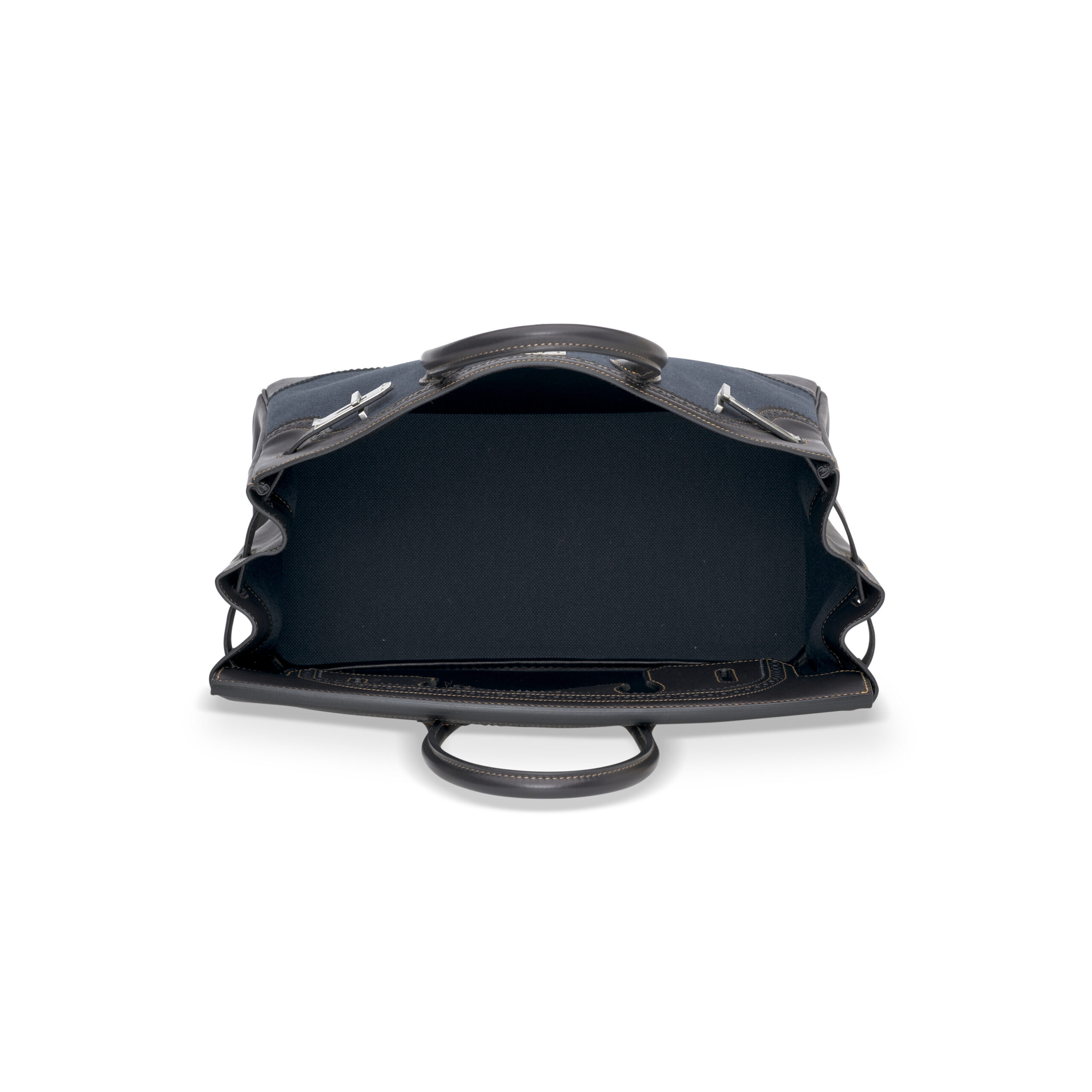 A LIMITED EDITION DENIM CANVAS & BLACK EVERCALF LEATHER GHILLIES BIRKIN 35 WITH BRUSH PALLADIUM HARDWARE 2 A LIMITED EDITION DENIM CANVAS & BLACK EVERCALF LEATHER GHILLIES BIRKIN 35 WITH BRUSH PALLADIUM HARDWARE - Image 2