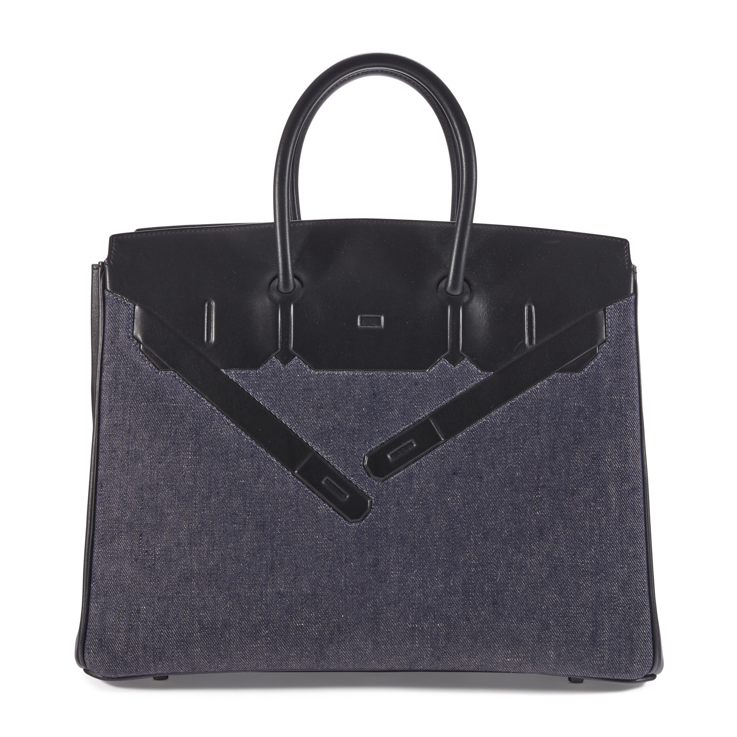 A LIMITED EDITION DENIM TOILE & BLACK EVERCALF LEATHER SHADOW BIRKIN 35 WITH PALLADIUM HARDWARE 1 A LIMITED EDITION DENIM TOILE & BLACK EVERCALF LEATHER SHADOW BIRKIN 35 WITH PALLADIUM HARDWARE (1)