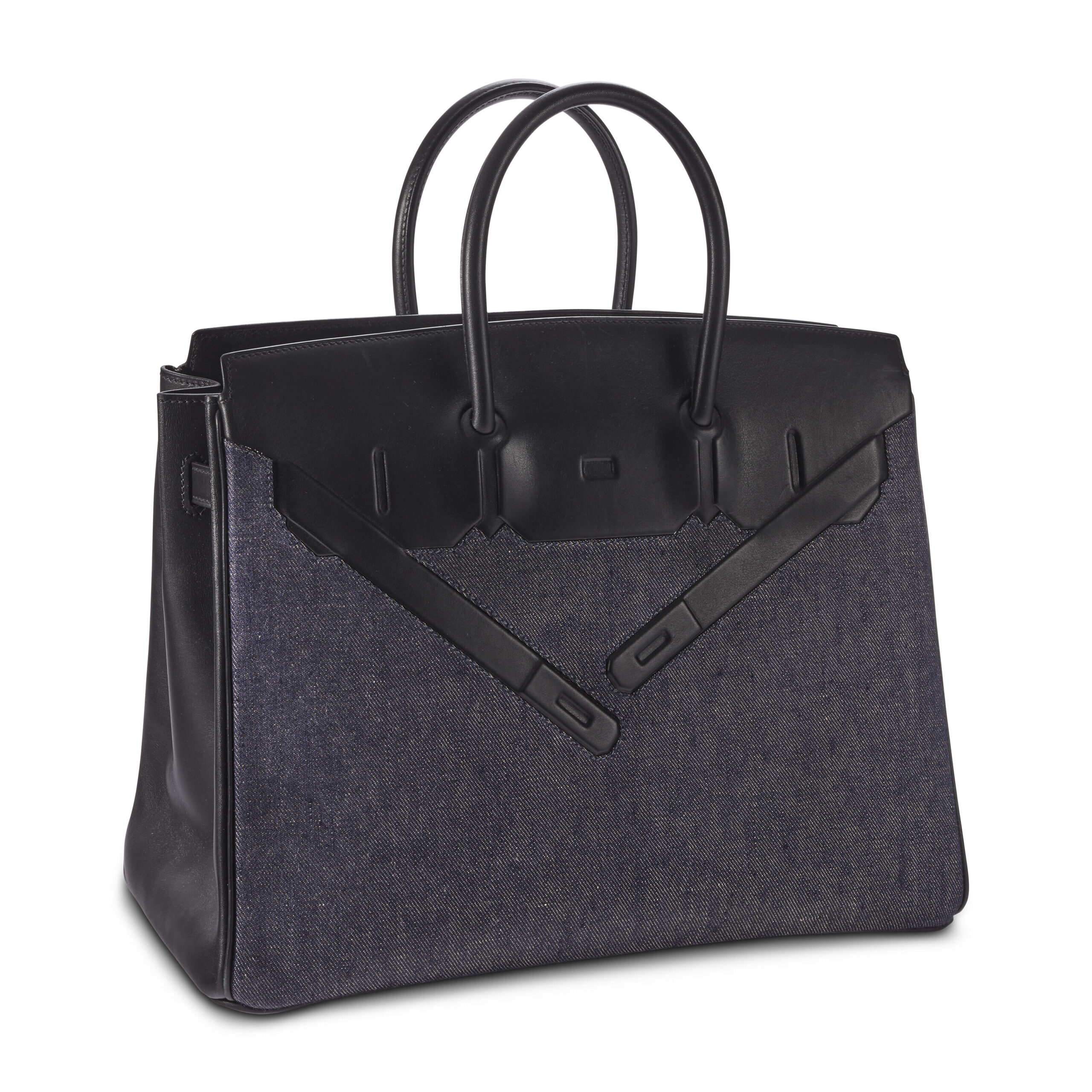 A LIMITED EDITION DENIM TOILE & BLACK EVERCALF LEATHER SHADOW BIRKIN 35 WITH PALLADIUM HARDWARE 3 A LIMITED EDITION DENIM TOILE & BLACK EVERCALF LEATHER SHADOW BIRKIN 35 WITH PALLADIUM HARDWARE - Image 3