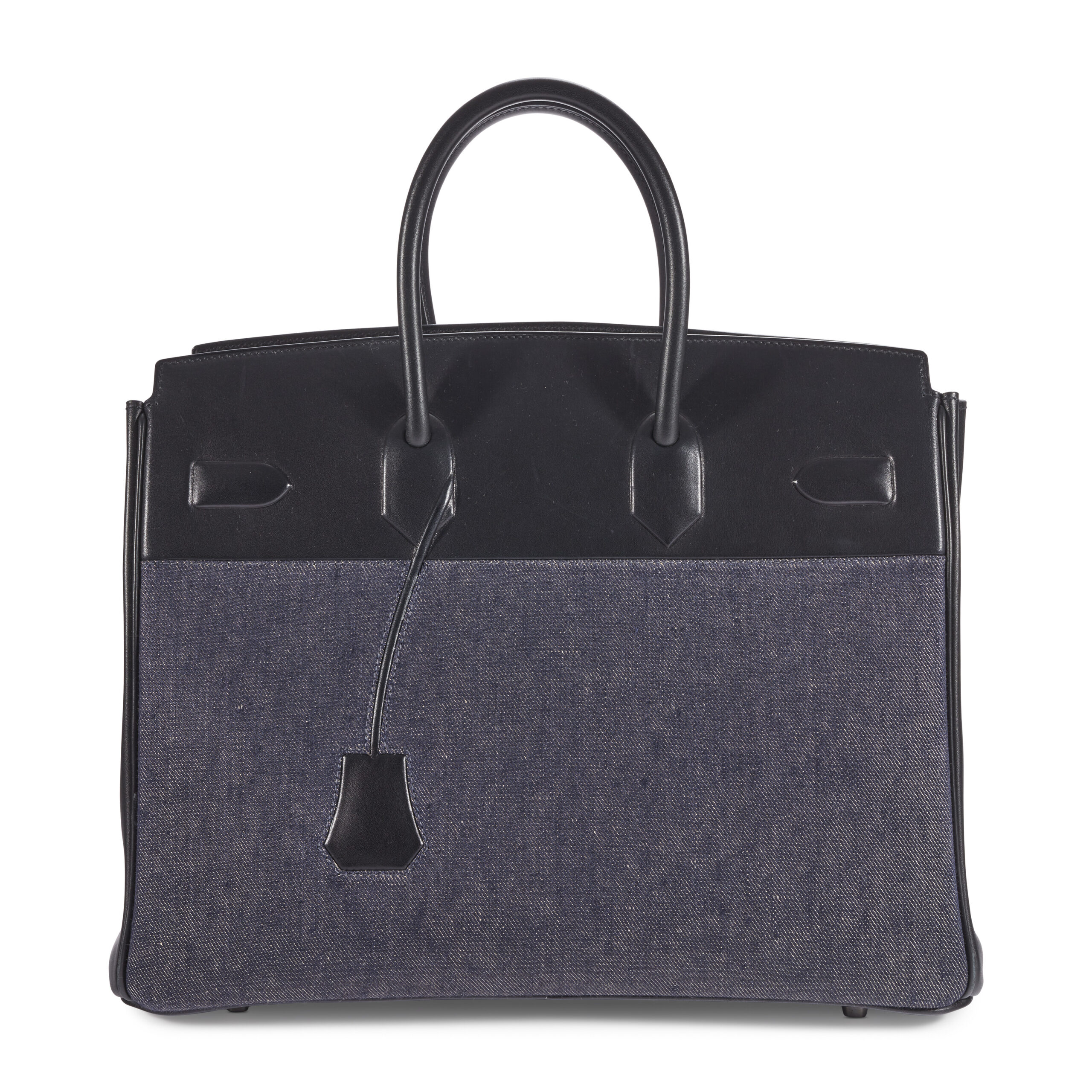 A LIMITED EDITION DENIM TOILE & BLACK EVERCALF LEATHER SHADOW BIRKIN 35 WITH PALLADIUM HARDWARE 4 A LIMITED EDITION DENIM TOILE & BLACK EVERCALF LEATHER SHADOW BIRKIN 35 WITH PALLADIUM HARDWARE - Image 4