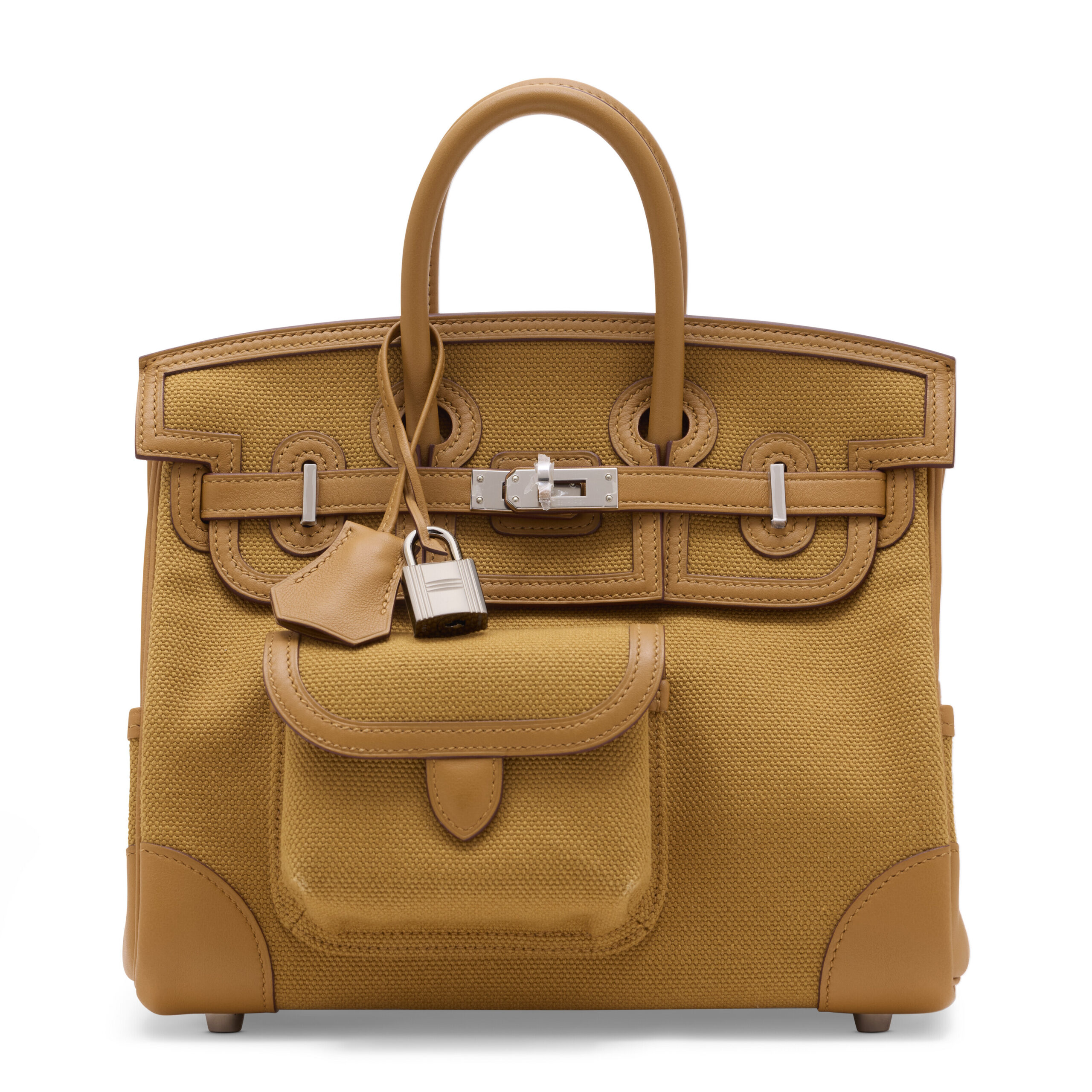 A LIMITED EDITION DESERT CANVAS & SESAME SWIFT LEATHER CARGO BIRKIN 25 WITH PALLADIUM HARDWARE 3 A LIMITED EDITION DESERT CANVAS & SESAME SWIFT LEATHER CARGO BIRKIN 25 WITH PALLADIUM HARDWARE - Image 3