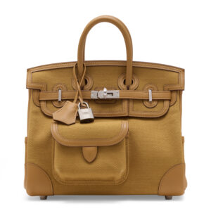 A LIMITED EDITION DESERT CANVAS & SESAME SWIFT LEATHER CARGO BIRKIN 25 WITH PALLADIUM HARDWARE