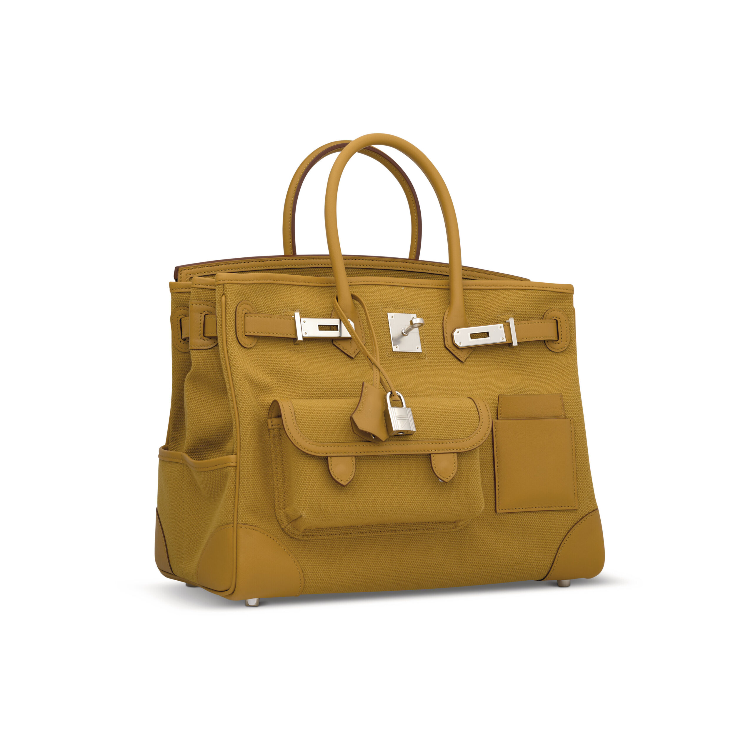 A LIMITED EDITION DESERT CANVAS & SESAME SWIFT LEATHER CARGO BIRKIN 35 WITH PALLADIUM HARDWARE 3 A LIMITED EDITION DESERT CANVAS & SESAME SWIFT LEATHER CARGO BIRKIN 35 WITH PALLADIUM HARDWARE - Image 3