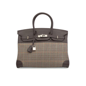 A LIMITED EDITION ÉBÈNE CLÉMENCE LEATHER & HOUNDSTOOTH BIRKIN 35 WITH PALLADIUM HARDWARE