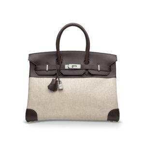 A LIMITED EDITION ÉBÈNE EVERCALF LEATHER & CANVAS BIRKIN 35 WITH PALLADIUM HARDWARE