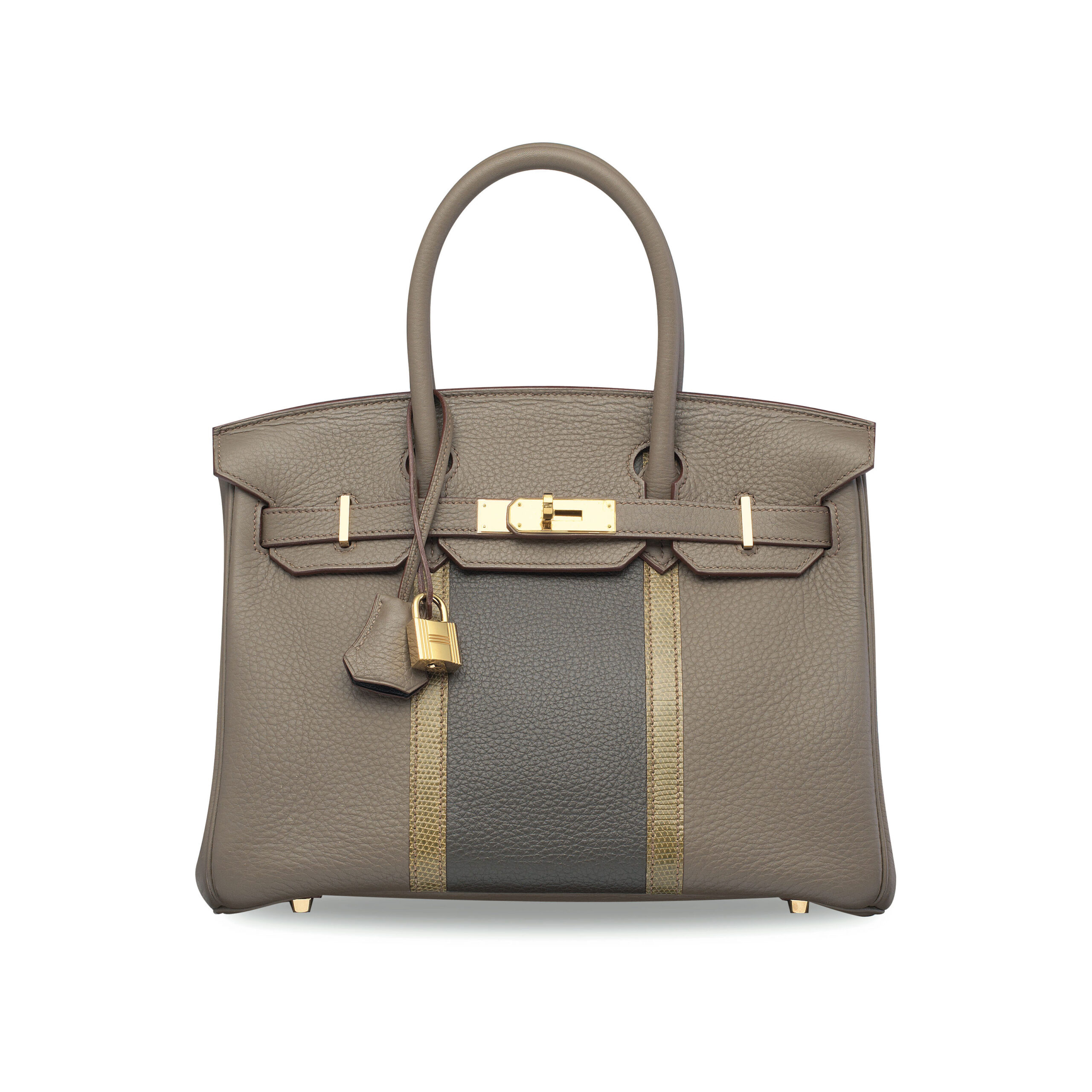A LIMITED EDITION ÉTAIN, VERT DE GRIS CLÉMENCE LEATHER AND SHINY GRIS FONCÉ LIZARD CLUB BIRKIN 30 WITH GOLD HARDWARE 2 A LIMITED EDITION ÉTAIN, VERT DE GRIS CLÉMENCE LEATHER AND SHINY GRIS FONCÉ LIZARD CLUB BIRKIN 30 WITH GOLD HARDWARE - Image 2