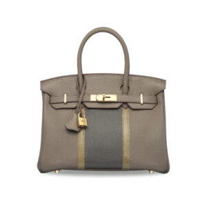 A LIMITED EDITION ÉTAIN, VERT DE GRIS CLÉMENCE LEATHER AND SHINY GRIS FONCÉ LIZARD CLUB BIRKIN 30 WITH GOLD HARDWARE