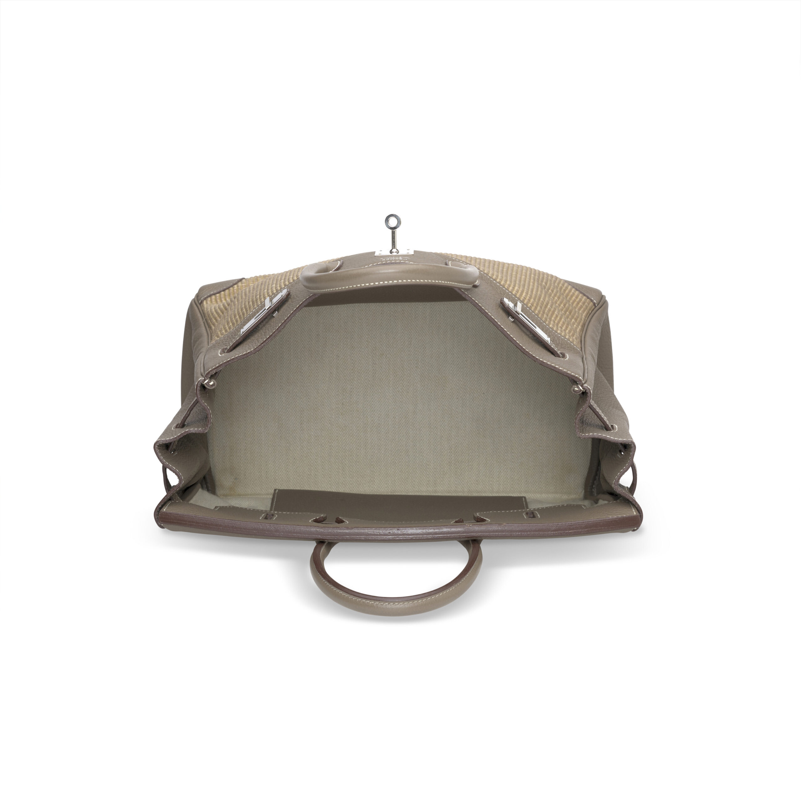 A LIMITED EDITION ÉTOUPE CLÉMENCE LEATHER & CRINOLINE BIRKIN 35 WITH PALLADIUM HARDWARE 2 A LIMITED EDITION ÉTOUPE CLÉMENCE LEATHER & CRINOLINE BIRKIN 35 WITH PALLADIUM HARDWARE - Image 2