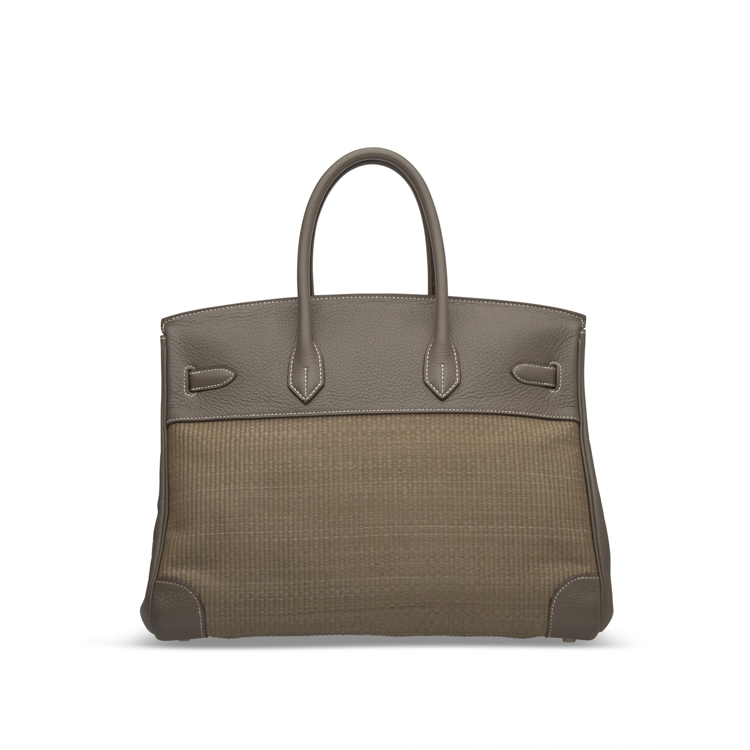 A LIMITED EDITION ÉTOUPE CLÉMENCE LEATHER & CRINOLINE BIRKIN 35 WITH PALLADIUM HARDWARE 4 A LIMITED EDITION ÉTOUPE CLÉMENCE LEATHER & CRINOLINE BIRKIN 35 WITH PALLADIUM HARDWARE - Image 4