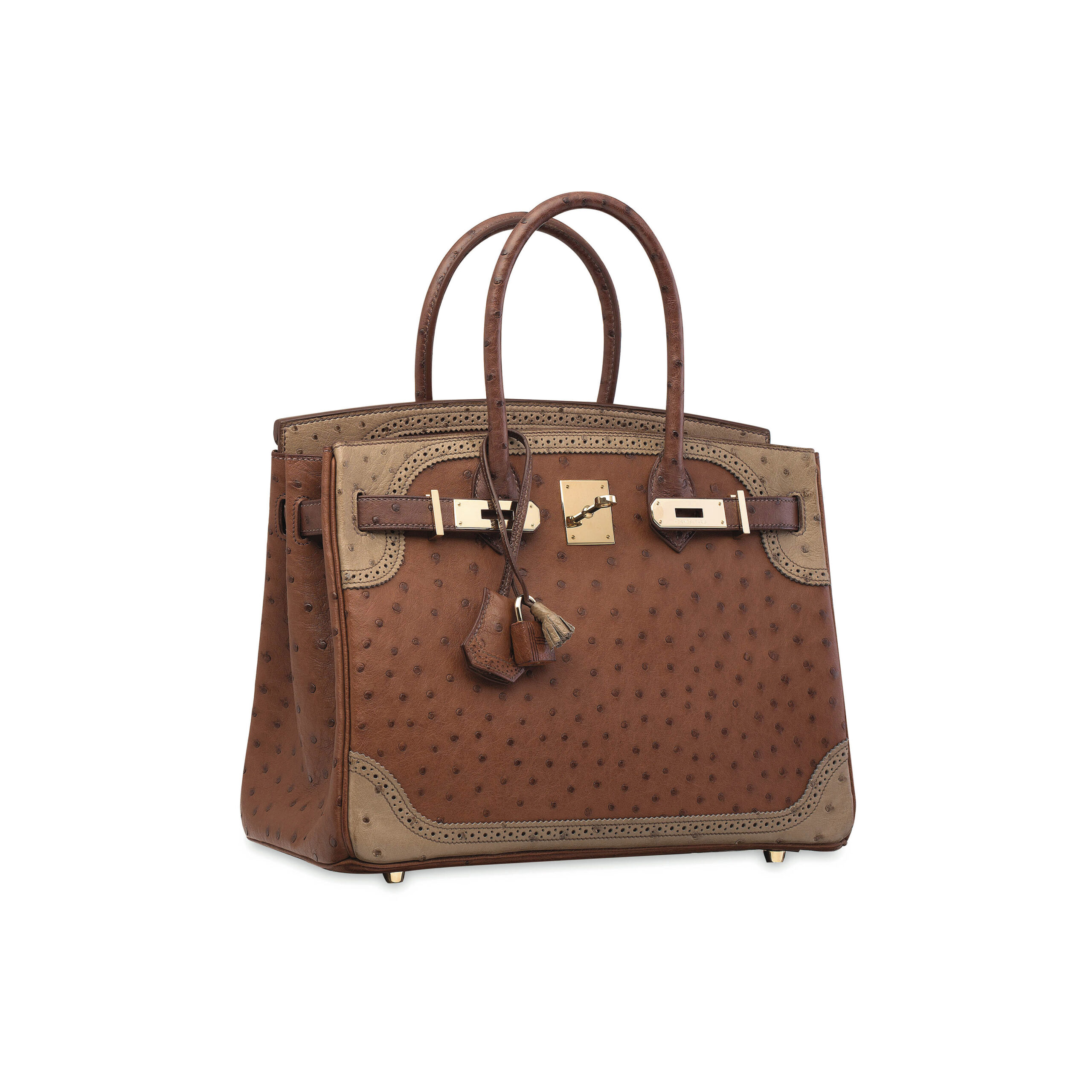 A LIMITED EDITION ÉTRUSQUE, MOUSSE & MARRON FONCÉ OSTRICH GHILLIES BIRKIN 30 WITH PERMABRASS HARDWARE 4 A LIMITED EDITION ÉTRUSQUE, MOUSSE & MARRON FONCÉ OSTRICH GHILLIES BIRKIN 30 WITH PERMABRASS HARDWARE - Image 4