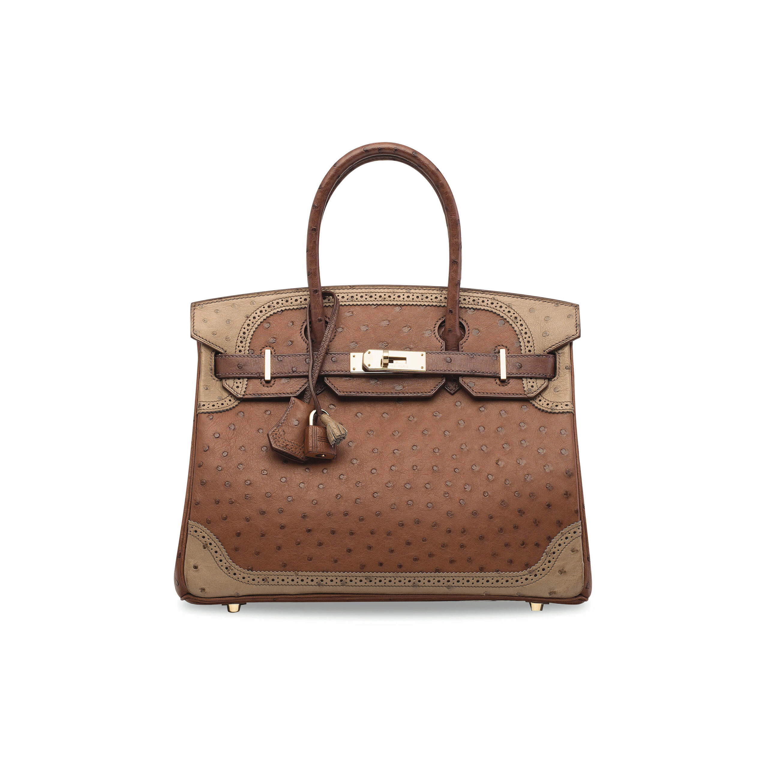 A LIMITED EDITION ÉTRUSQUE, MOUSSE & MARRON FONCÉ OSTRICH GHILLIES BIRKIN 30 WITH PERMABRASS HARDWARE 1 A LIMITED EDITION ÉTRUSQUE, MOUSSE & MARRON FONCÉ OSTRICH GHILLIES BIRKIN 30 WITH PERMABRASS HARDWARE